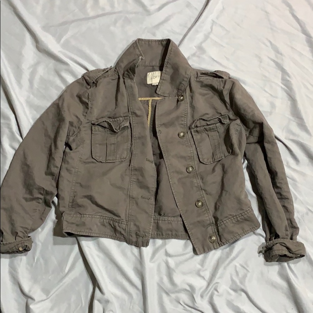 Loft cropped greenish khaki jacket